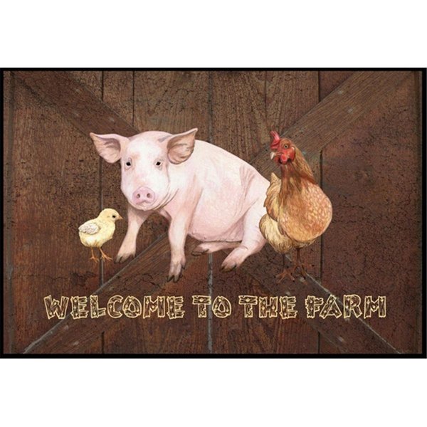 Micasa Welcome to the Farm with the pig and chicken Indoor or Outdoor Mat MI247949